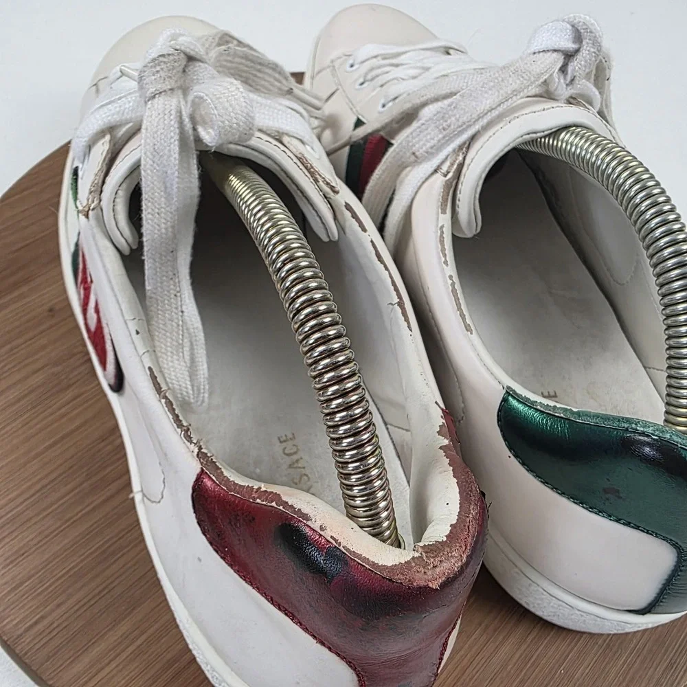 Gucci Shoes Mens Size 11 White Leather Ace GG Apple Low Top Sneakers Italy